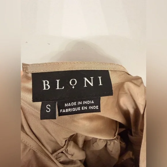 Bloni x Anthropologie Champagne Bronze Tiered V Neck Maxi Dress Size Small - Picture 8 of 9